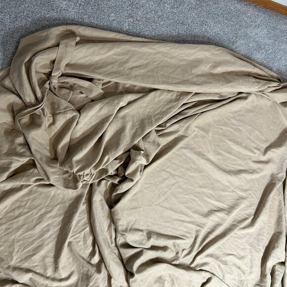 Soft Suede one piece couch slipcover with ties and cinched elastic - Picture 2 of 7